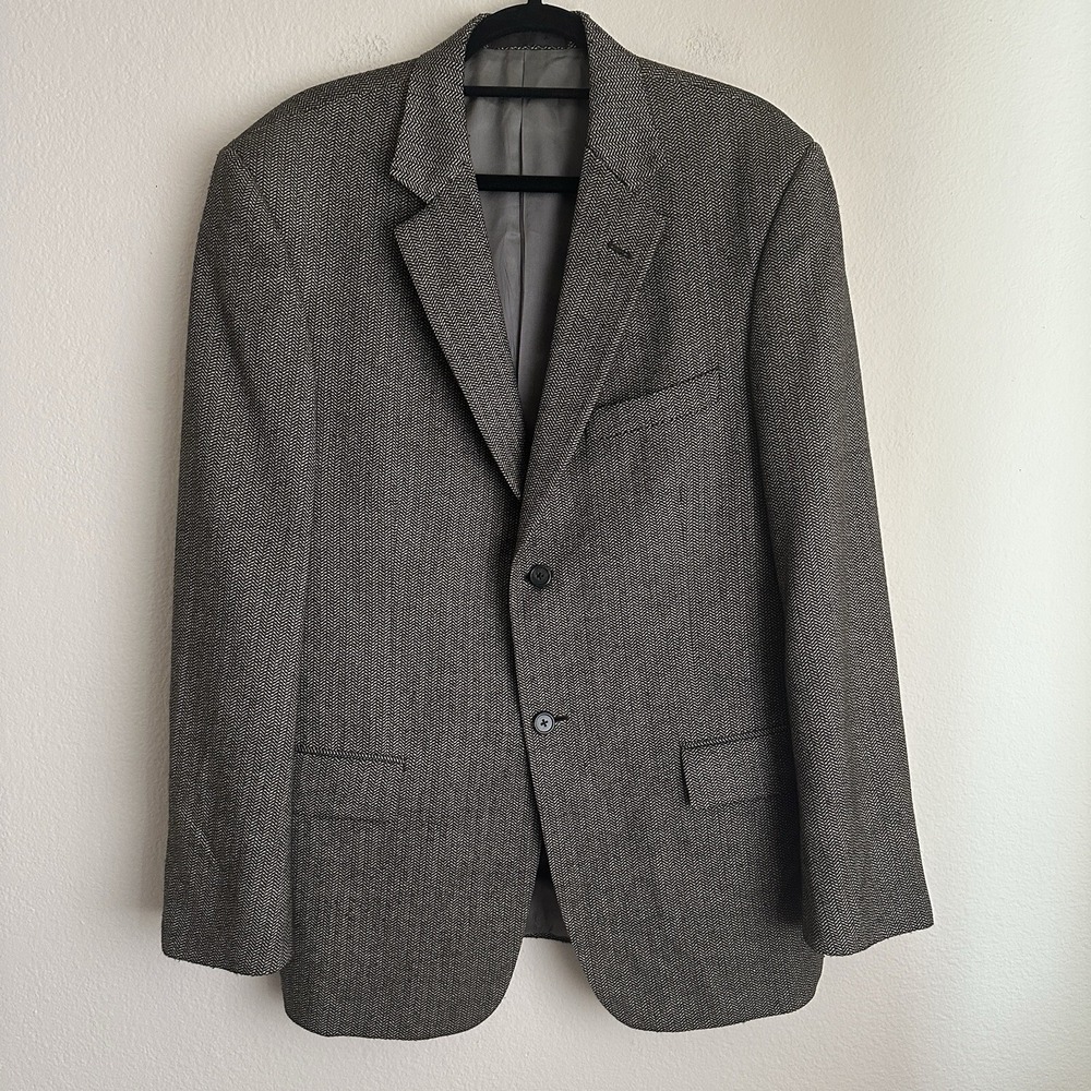 Loro Piana Fabric Herringbone Blazer Mens 42 Grey Super 120s Wool Sport Coat
